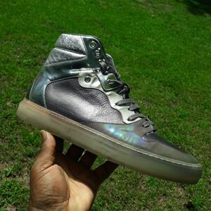 Balenciaga Metallic Gray High-Top Sneakers